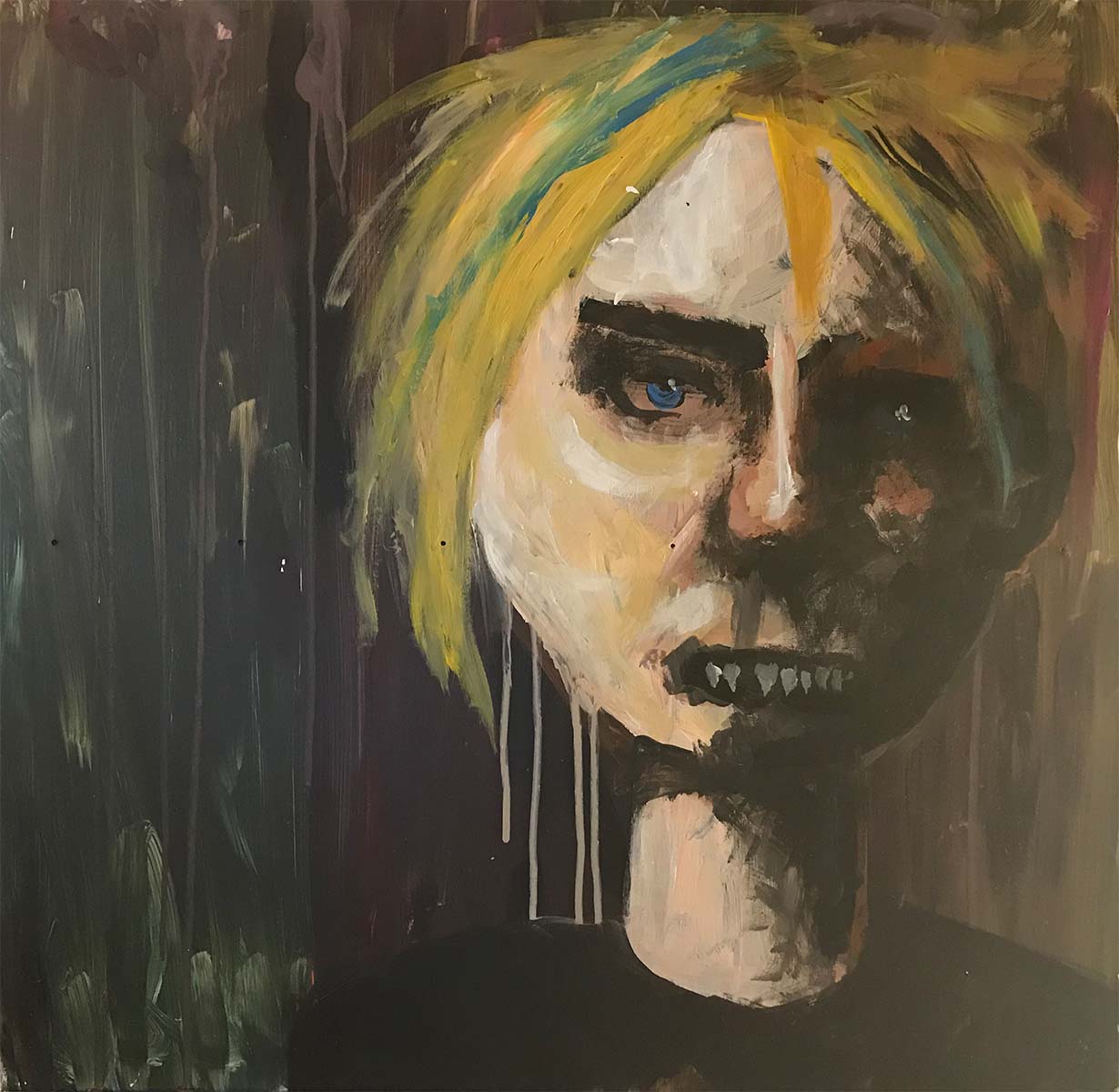 Bertha | ca 60x60 acrylics and charcoal on wood